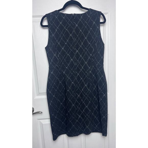 Lands' End Women's Windowpane Plaid Textured Stretch Sheath Dress Size 12 Petite - Picture 5 of 11